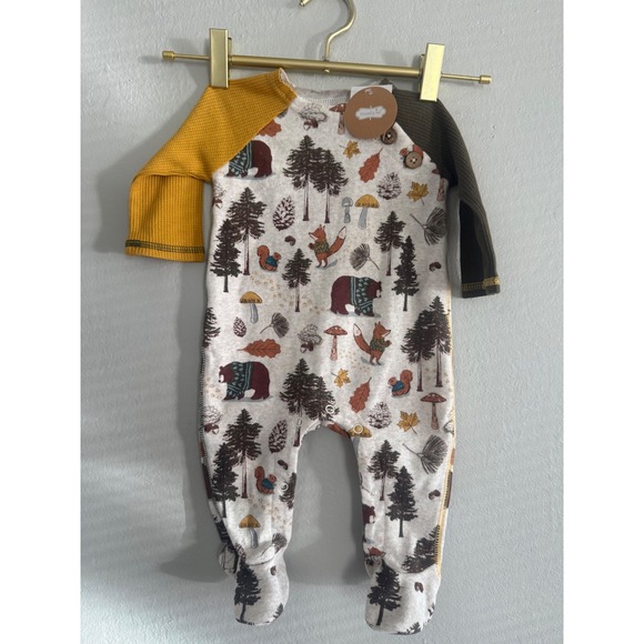 Mud Pie Other - Mud Pie Woodland Sleeper Infant 0-3M Forest Animal Footed OnePiece Fox brown